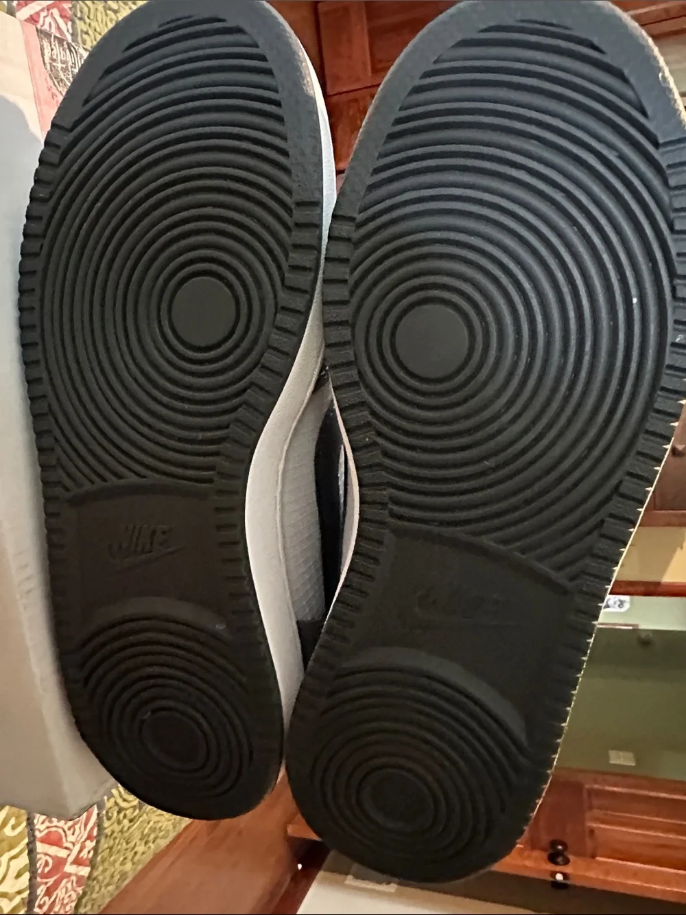 Nike Kids Gray and White High-Top Sneakers with Blue Tongue Detail